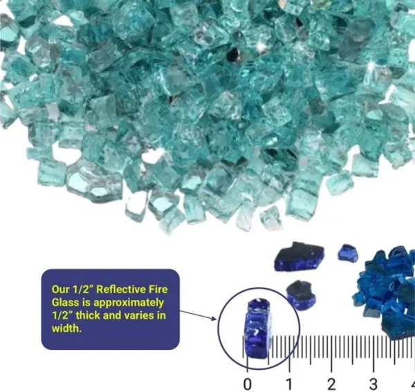 1/2 inch azuria reflective fire glass