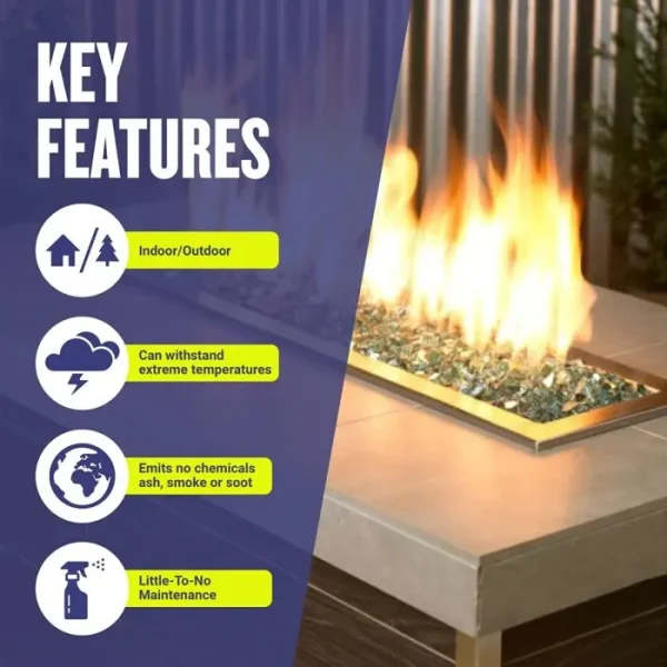 1/2 inch evergreen reflective fire glass​