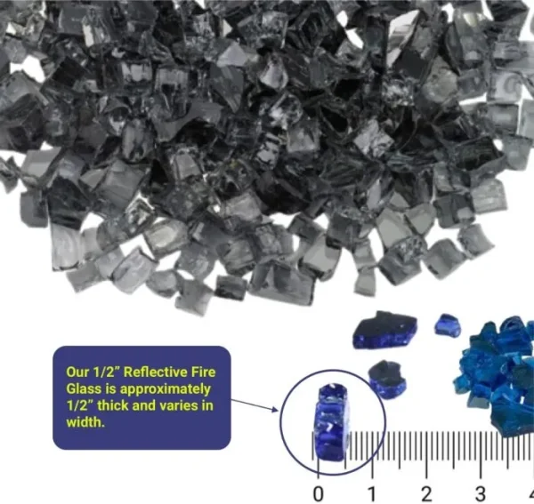 1/2 inch Gray Reflective Fire Glass
