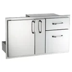 Grill Accessories - American Outdoor Grill Door with Double Drawer & Plate Storage