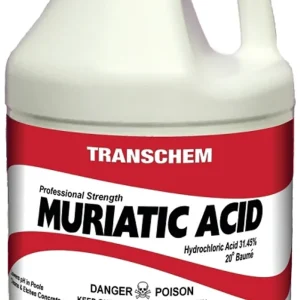 Tackle tough cleaning tasks with Muriatic Acid. This highly corrosive solution is perfect for cleaning brick, etching concrete, and maintaining swimming pools. Product Description Muriatic Acid 1 Gallon is a potent cleaning and etching solution, chemically identical to Hydrochloric Acid (HCl). Known for its strong corrosive properties, it effectively breaks down materials and residues, making it an excellent choice for industrial and household cleaning projects. This acid is commonly used to clean brick, remove tough stains, etch concrete for better adhesion, and maintain swimming pools. Its versatility makes it an essential product for professionals and homeowners tackling heavy-duty cleaning and restoration tasks. While highly effective, this product requires careful handling due to its strong corrosive nature and should always be diluted as needed. Muriatic Acid 1 Gallon Specifications Type: Inorganic acid (HCl) Strength: Highly corrosive Application Areas: Cleaning brick and masonry Etching concrete surfaces Swimming pool maintenance Cleaning metals (with proper precautions) Key Features: Breaks down tough residues and deposits Prepares concrete for coatings or sealers Ideal for industrial and household applications Can be diluted with water for various tasks Muriatic Acid Additional Features Multi-Use Formula: Suitable for cleaning, etching, and stain removal across different materials. Powerful Performance: Handles stubborn grime and residues that regular cleaners cannot. Customizable Strength: Can be diluted to achieve the desired intensity for specific applications. Industrial-Grade Solution: Designed for professional-grade cleaning and preparation tasks. Versatile Applications: Used in construction, maintenance, and pool care. Warranty Information Muriatic Acid 1 Gallon does not include a manufacturer warranty. Always follow usage instructions carefully and use appropriate safety equipment during handling. Customer Reviews Purchase and Shipping Muriatic Acid 1 Gallon is available for purchase. Order online today and select fast shipping options to start your project immediately. Frequently Asked Questions Q1: Can this product be used indoors? A1: Muriatic Acid can be used indoors, but ensure proper ventilation to avoid inhaling fumes. Q2: How do I dilute it for concrete etching? A2: Typically, a 1:10 acid-to-water ratio works well for concrete etching. Always add acid to water, not the other way around. Q3: Is it safe for use in swimming pools? A3: Yes, it’s commonly used to lower pH levels and remove mineral deposits in pools. Follow the pool maintenance instructions carefully. Q4: Will it damage painted surfaces? A4: Yes, Muriatic Acid is highly corrosive and will remove paint. Avoid contact with painted surfaces unless paint removal is the goal. Q5: Can it be used on metal surfaces? A5: It can clean certain metals but may corrode others. Always test on a small area first and rinse thoroughly after application.