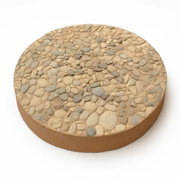 18" Round Exposed Aggregate Stepping Stone – Tan