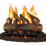 real fyre charred oak gas log set​ - 24 inch set